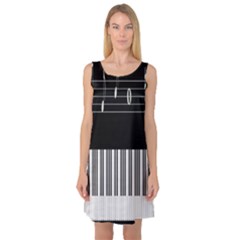 Piano Keyboard With Notes Vector Sleeveless Satin Nightdress by Nexatart