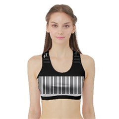 Piano Keyboard With Notes Vector Sports Bra With Border by Nexatart