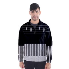 Piano Keyboard With Notes Vector Wind Breaker (men) by Nexatart