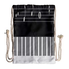 Piano Keyboard With Notes Vector Drawstring Bag (large) by Nexatart