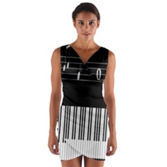 Piano Keyboard With Notes Vector Wrap Front Bodycon Dress by Nexatart