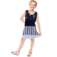 Piano Keyboard With Notes Vector Kids  Tunic Dress