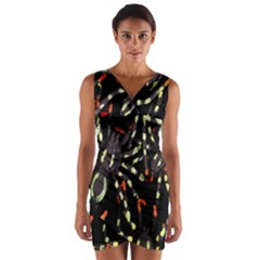 Spiders Background Wrap Front Bodycon Dress