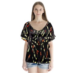 Spiders Background Flutter Sleeve Top