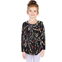 Spiders Background Kids  Long Sleeve Tee