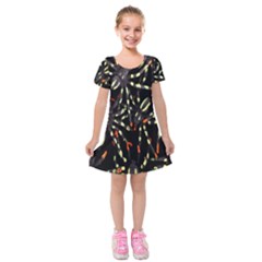 Spiders Background Kids  Short Sleeve Velvet Dress by Nexatart