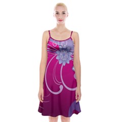 Love Flowers Spaghetti Strap Velvet Dress