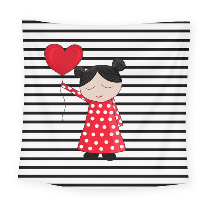 Valentines day girl 2 Square Tapestry (Large)