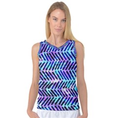 Blue Tribal Chevrons  Women s Basketball Tank Top