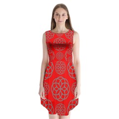 Geometric Circles Seamless Pattern Sleeveless Chiffon Dress  