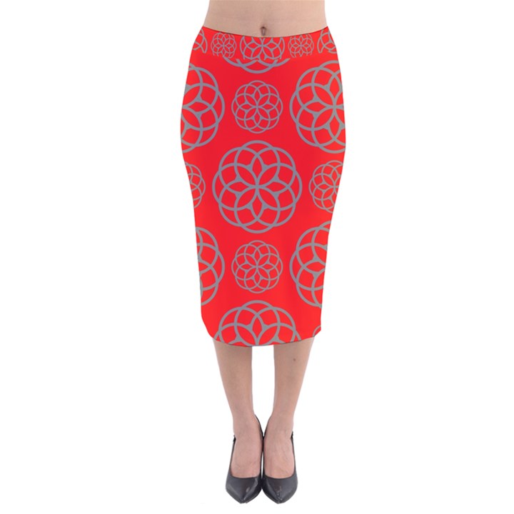 Geometric Circles Seamless Pattern Velvet Midi Pencil Skirt