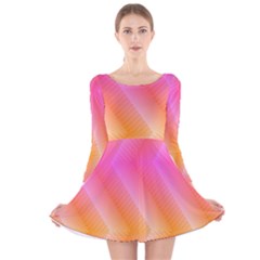 Pattern Background Pink Orange Long Sleeve Velvet Skater Dress by Nexatart