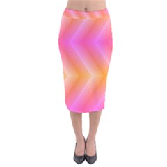 Pattern Background Pink Orange Velvet Midi Pencil Skirt