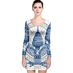 Presidential Inauguration Usa Republican President Trump Pence 2017 Logo Long Sleeve Velvet Bodycon Dress