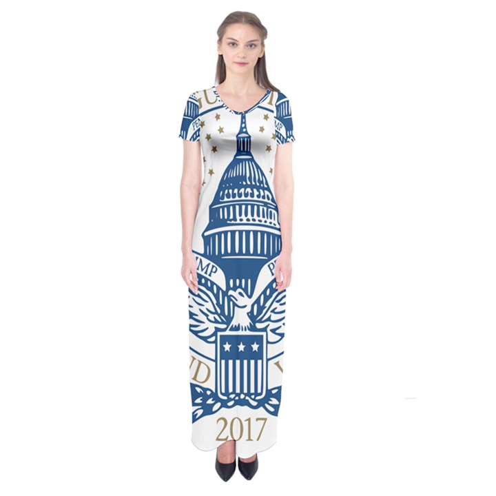 Presidential Inauguration USA Republican President Trump Pence 2017 Logo Short Sleeve Maxi Dress