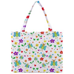 Cute Butterflies And Flowers Pattern Mini Tote Bag by Valentinaart