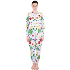 Cute Butterflies And Flowers Pattern Onepiece Jumpsuit (ladies)  by Valentinaart