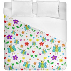 Cute Butterflies And Flowers Pattern Duvet Cover (king Size)