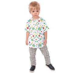 Cute Butterflies And Flowers Pattern Kids  Raglan Tee