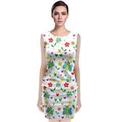 Cute Butterflies And Flowers Pattern Sleeveless Velvet Midi Dress by Valentinaart