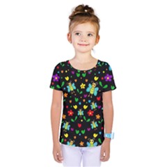 Butterflies And Flowers Pattern Kids  One Piece Tee