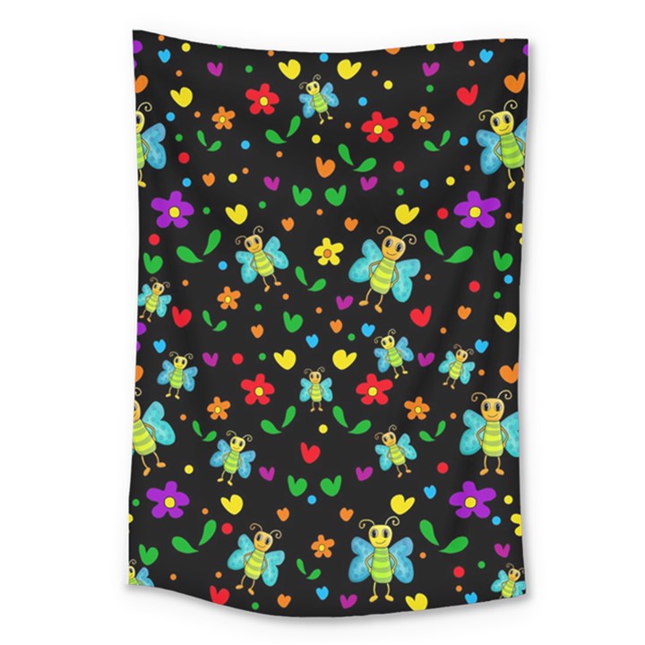 Butterflies and flowers pattern Large Tapestry