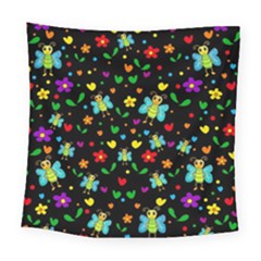 Butterflies And Flowers Pattern Square Tapestry (large) by Valentinaart