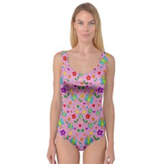 Cute Butterflies And Flowers Pattern - Pink Princess Tank Leotard 