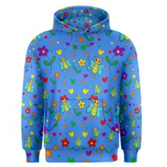 Cute Butterflies And Flowers Pattern - Blue Men s Pullover Hoodie