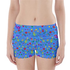 Cute Butterflies And Flowers Pattern - Blue Boyleg Bikini Wrap Bottoms by Valentinaart