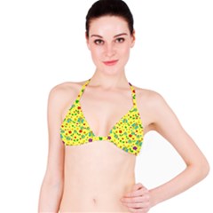 Cute Butterflies And Flowers - Yellow Bikini Top by Valentinaart