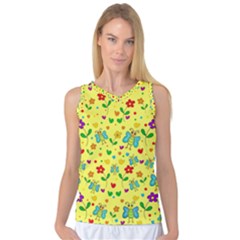 Cute Butterflies And Flowers - Yellow Women s Basketball Tank Top