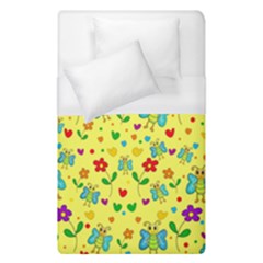 Cute Butterflies And Flowers - Yellow Duvet Cover (single Size)