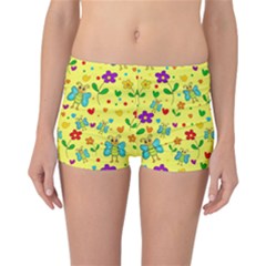 Cute Butterflies And Flowers - Yellow Reversible Bikini Bottoms by Valentinaart