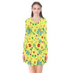 Cute Butterflies And Flowers - Yellow Flare Dress