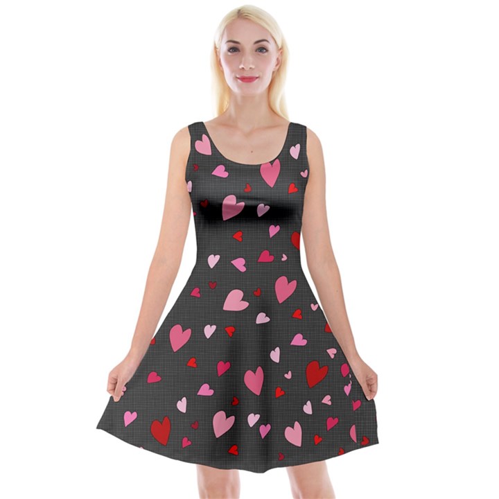 Hearts pattern Reversible Velvet Sleeveless Dress