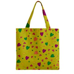 Colorful Hearts Zipper Grocery Tote Bag by Valentinaart