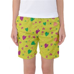 Colorful Hearts Women s Basketball Shorts by Valentinaart