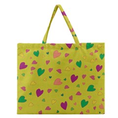 Colorful Hearts Zipper Large Tote Bag by Valentinaart