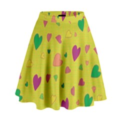 Colorful Hearts High Waist Skirt by Valentinaart