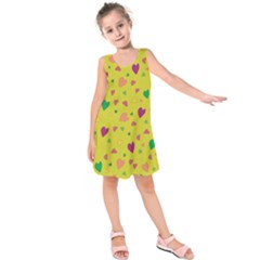 Colorful Hearts Kids  Sleeveless Dress by Valentinaart