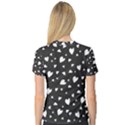 Black and white hearts pattern Women s V-Neck Sport Mesh Tee View2