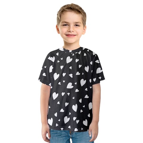 Black And White Hearts Pattern Kids  Sport Mesh Tee by Valentinaart