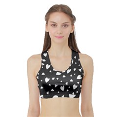 Black And White Hearts Pattern Sports Bra With Border by Valentinaart