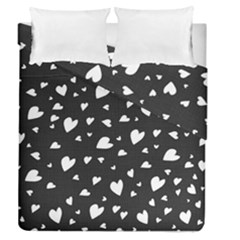 Black And White Hearts Pattern Duvet Cover Double Side (queen Size)