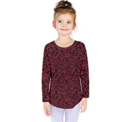 Red Coral Pattern Kids  Long Sleeve Tee