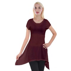 Red Texture Short Sleeve Side Drop Tunic