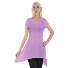 Pink Texture Short Sleeve Side Drop Tunic