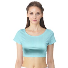 Light Blue Texture Short Sleeve Crop Top (tight Fit) by Valentinaart