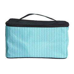 Light Blue Texture Cosmetic Storage Case by Valentinaart